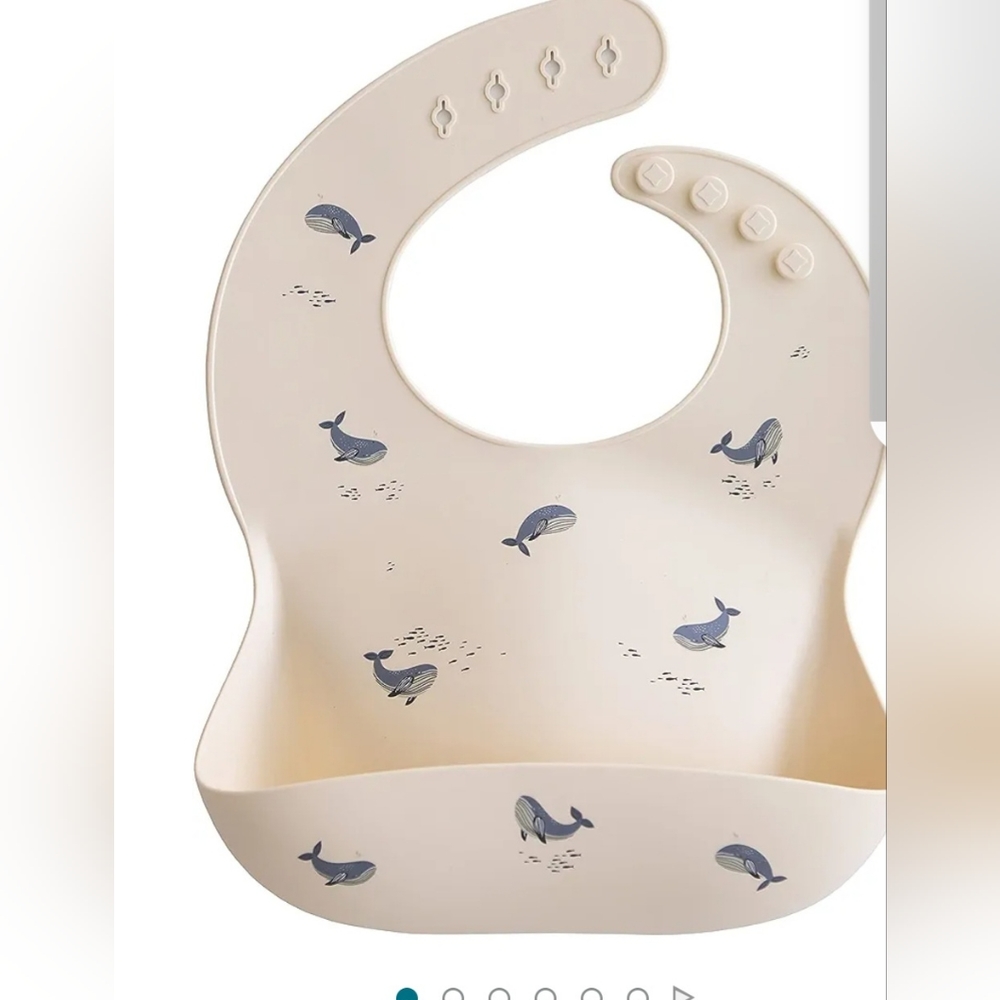 New Silicone Baby Bib - Whales by Mushie & Co